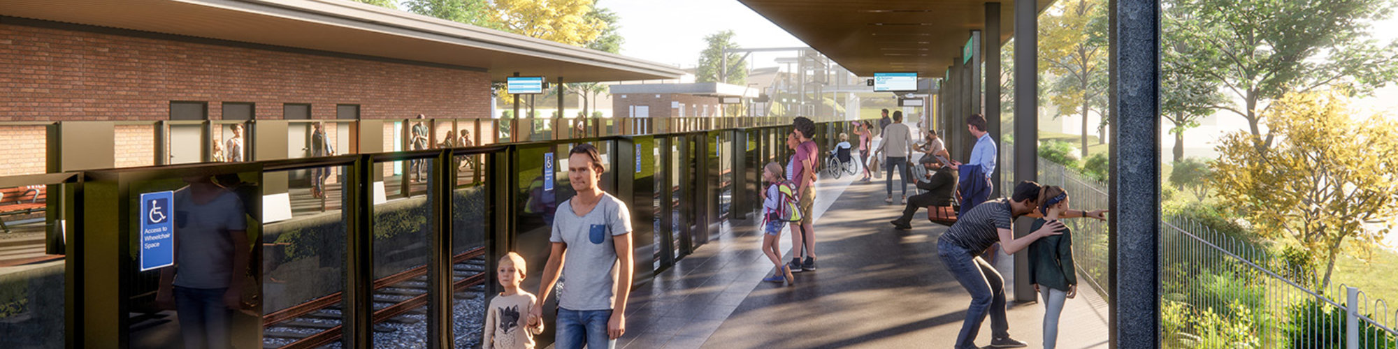 An artist's impression of the future metro station at Wiley Park as viewed from the platform, being delivered as part of the Sydney Metro City & Southwest project.