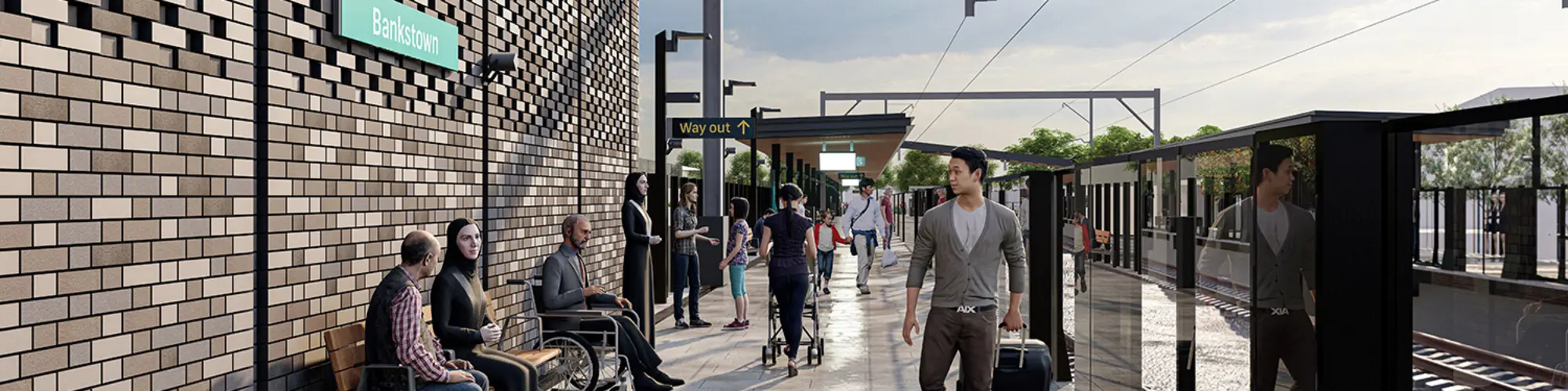 An artist's impression of the future metro station at Bankstown as viewed from the platform, being delivered as part of the Sydney Metro City & Southwest project.