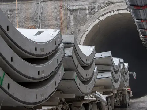 Concrete tunnel-lining segments at Chatswood Dive site.