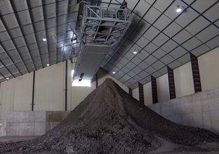 A large mound of spoil is pictured in the spoil shed at Bella Vista.