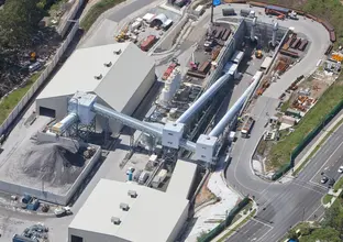 An aerial view of  Sydney Metro's Cherrybrook Station construction site.