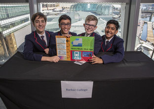 Four students from Barker College pose with their submission for the 2018 Sydney Metro  Minds STEAM Challenge competition.