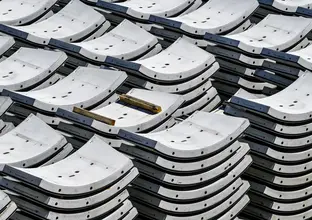 A close up shot from above showing the precast segments piled and lined up ready for installation at Sydney Metro's Marrickville Station.