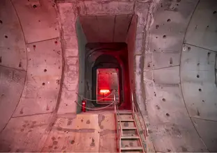 A view down the cross passage that leads between the two metro tunnels that are under construction.