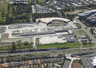 A Bird's eye view of the construction site at Sydney Metro's Bella Vista Station. 