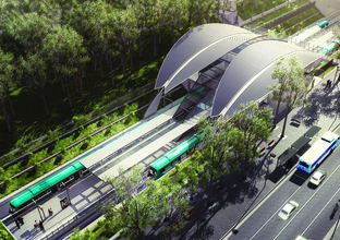 An artist's impression showing a bird's eye view of Sydney Metro's Cherrybrook Station. 