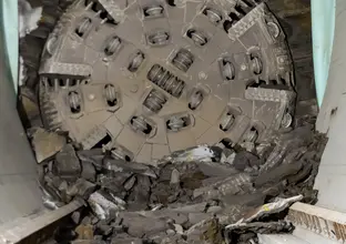 Tunnel Boring Machine (TBM) breakthrough at Sydney Metro's Crows Nest Station. 