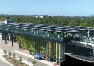 An arial view of Sydney Metro's Kellyville Station as it nears completion.