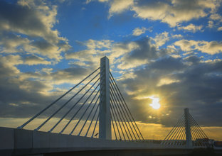 An image of the Sydney Metro Windsor Road bridge at sunset.