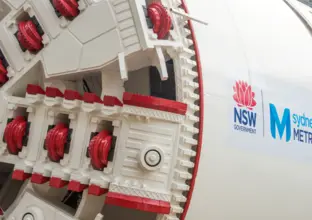 A partial view of the cutterhead of the Tunnel boring machine