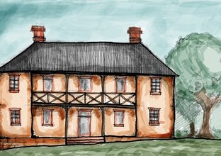 Watercolour painting of an old style house (WHI Facade).