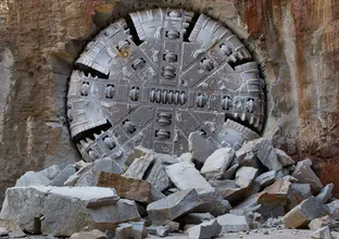 On the ground view of Tunnel Boring Machine Maria breaking through the tunnel at Sydney Metro's Epping Station.