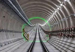 On the ground view of the mechanical and electrical systems installed in the underground tunnel at Sydney Metro's Crows Nest Station near cross passage at.