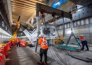 Escalators being installed at Sydney Metro's new station, Barangaroo.