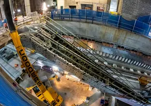 Aerial shot of escalators installed at Sydney Metro's new station, Barangaroo.