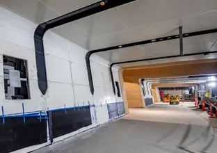 A view from the lift of the construction development of the escalators inside Central Walk at Central Station.