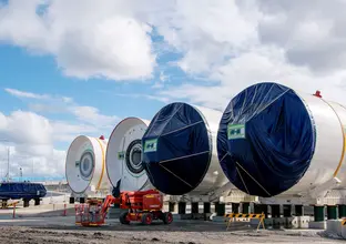 Four cutterheads lined up side by side at The Bays construction site