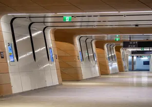 Ground level view of underground pedestrian concourse at Central Station.