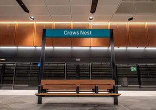 Passenger's waiting bench at Crows Nest Station 