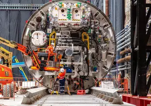 Front shield of TBM close up