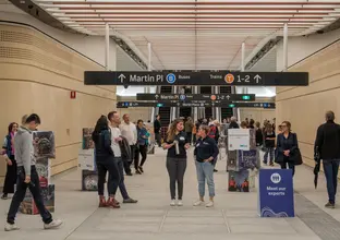 Guests of the open day walking around the station