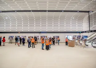 People gathered on the platform