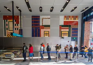 People lining up to get into the open day