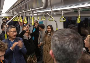 People at the newly opened city line metro 