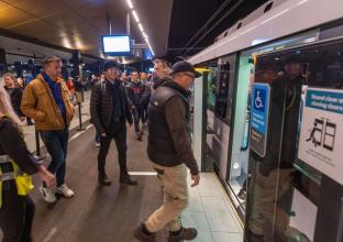 People onboarding the newly opened city line Metro