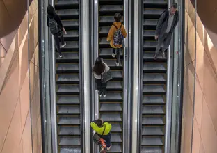 Escalators at the City and Southwest Opening station