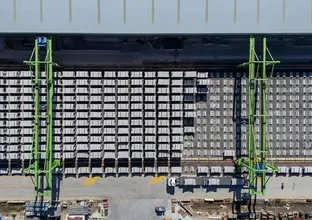 A bird's eye view, captured from a drone, of Sydney Metro's precast segment manufacturing plant at Eastern Creek