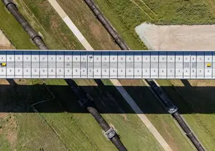 a drone image from the sky of the complete SM-WSA viaduct