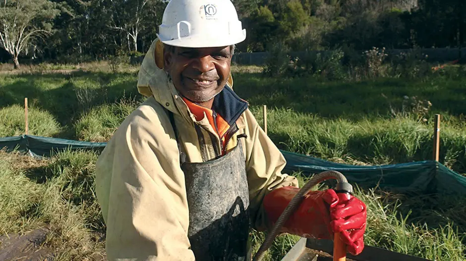 Aboriginal community representative wet sieving archaeological deposits