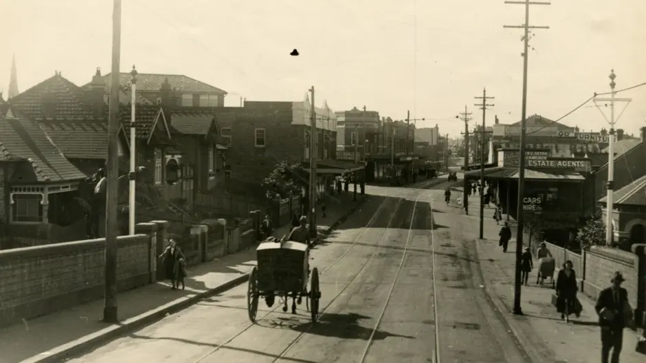 Marrickville Shopping Centre on Illawarra Road, 1936