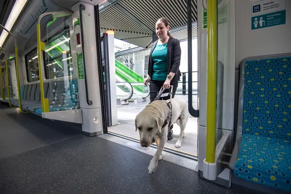 Customer entering metro train