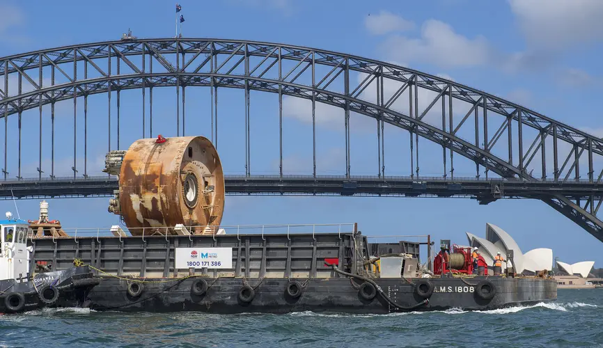 TBM Kathleen on a barge