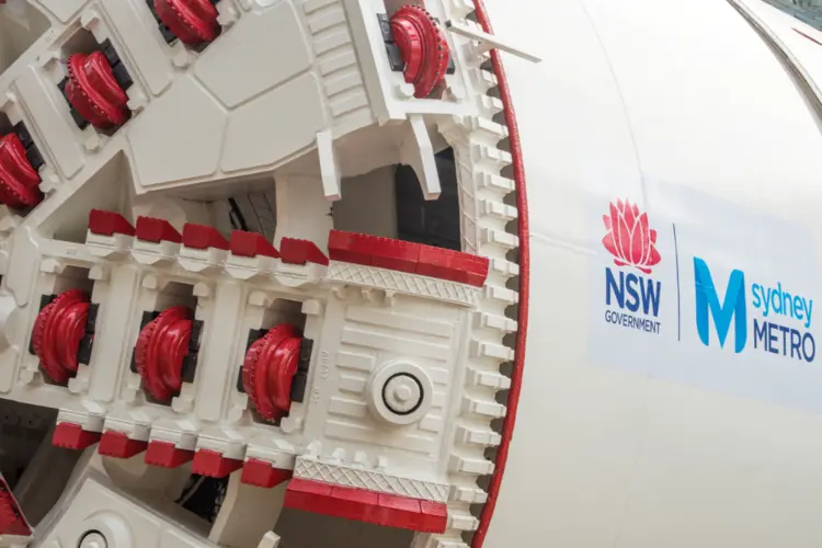 A partial view of the cutterhead of the Tunnel boring machine