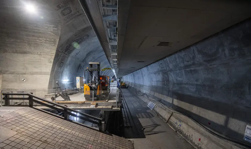 A view down the underground tunnel inside Pitt Street Station Cavern.