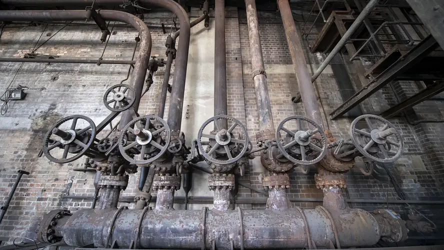 
A look inside the old boiler room at the heritage-listed White Bay Power Station.