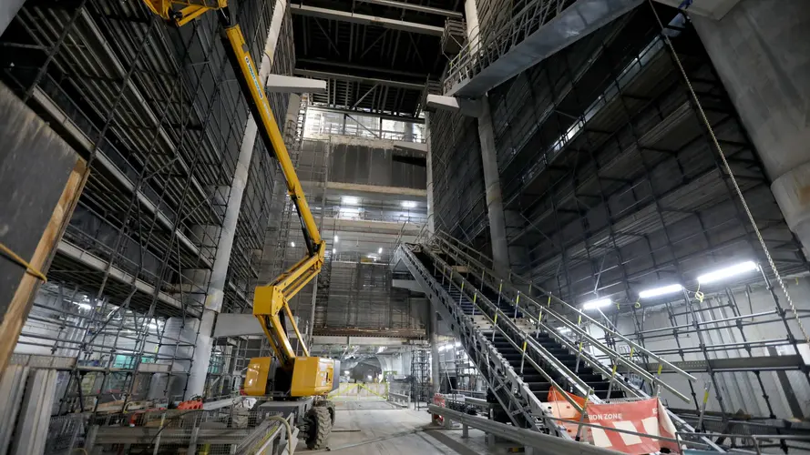 Escalator installation in underground cavern