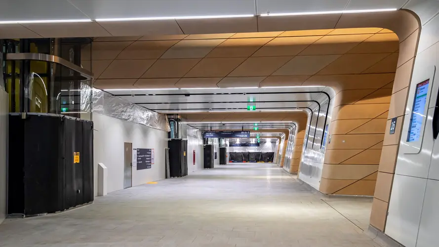 Wide shot of underground pedestrian concourse at Central Station