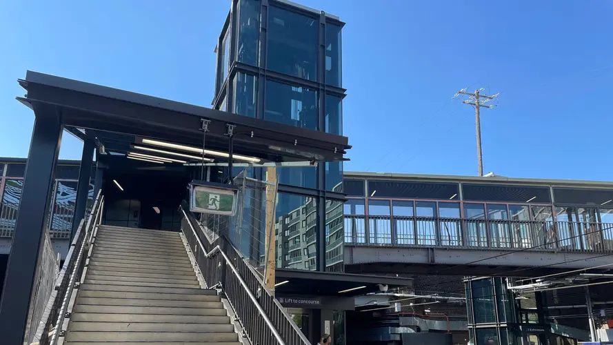 lifts and stairway in the Canterbury station