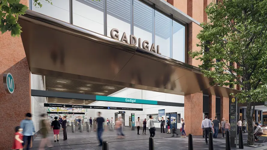 a digitally created artist impression of Gadigal station 