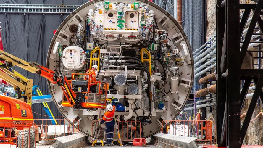 Front shield of TBM close up