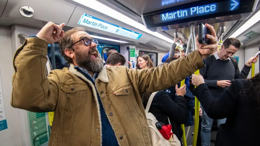 A happy passengers at the newly opened City line metro